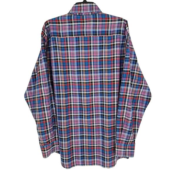 Robert Talbott Men's Casual Shirt Button Up Navy Blue Plaid Classic - Picture 2 of 8